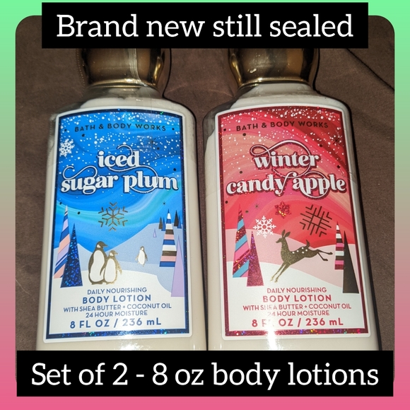 Bath & body works, sealed lotion set, iced sugar plum & winter candy apple, 8oz - Picture 1 of 3